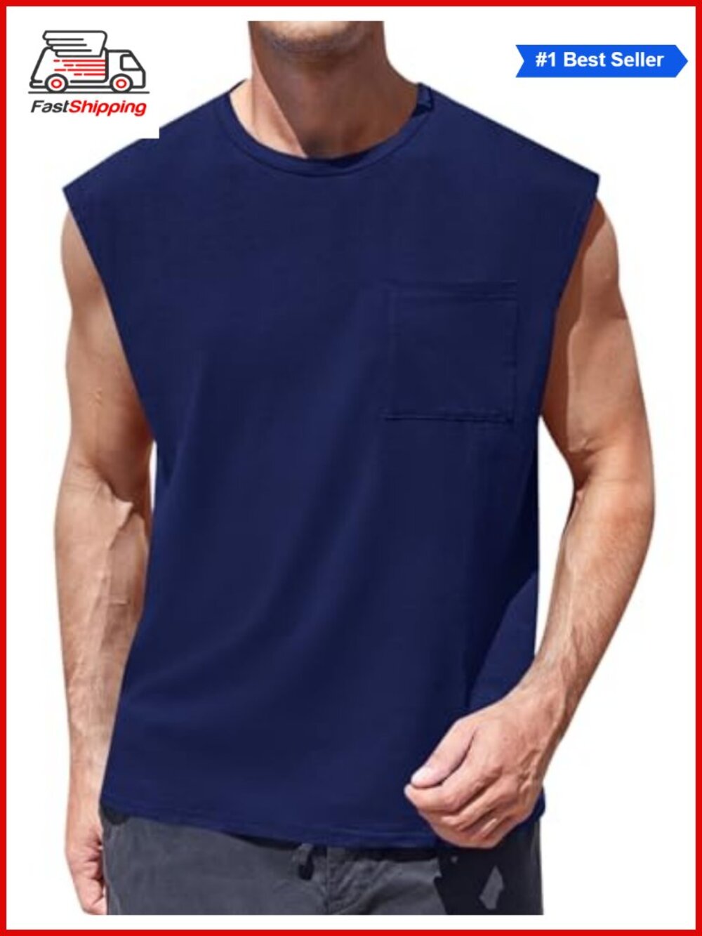 ✨Men's Sleeveless Tank Top with Pocket Workout Gym Shirt
